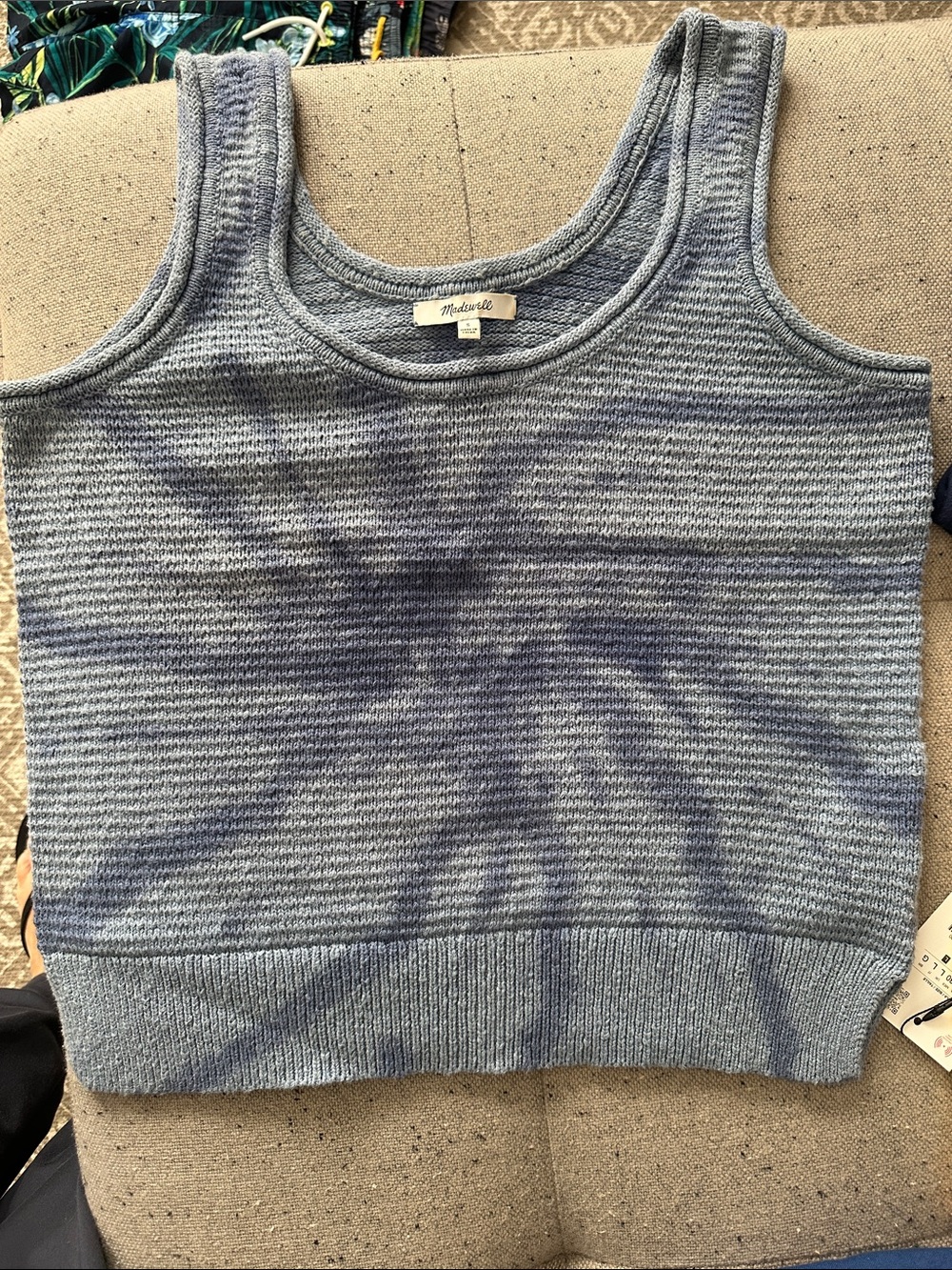 Madewell Heathered Slate Blue Tie Dye Style Knit Tank